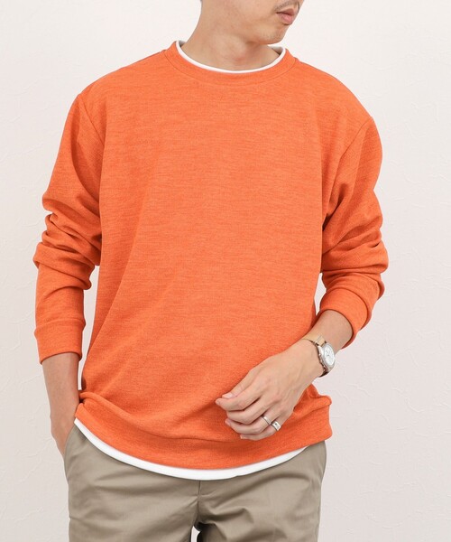 NOLLEY’S(ノーリーズ)の「メランジWフェイスダブルカラー LS Tee 26AW(Tシャツ/カットソー・メンズ・グレイッシュブルー/ネイビー/オレンジ/グレイッシュベージュ・XL/L/S/M)」の15枚目の写真