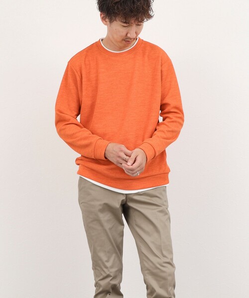 NOLLEY’S(ノーリーズ)の「メランジWフェイスダブルカラー LS Tee 26AW(Tシャツ/カットソー・メンズ・グレイッシュブルー/ネイビー/オレンジ/グレイッシュベージュ・XL/L/S/M)」の18枚目の写真