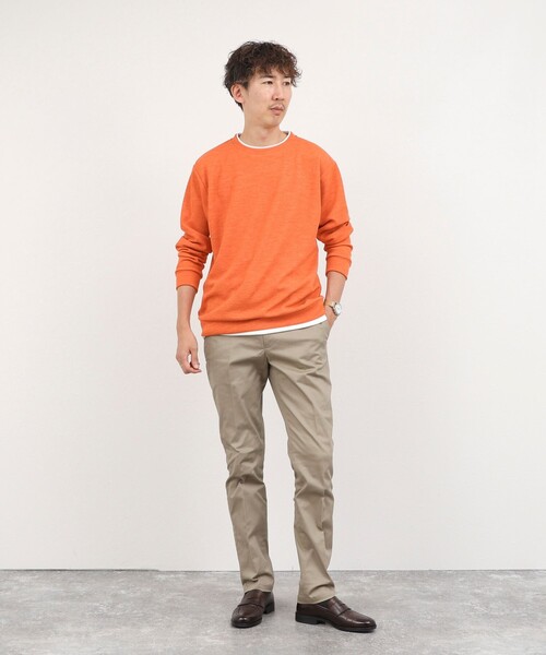 NOLLEY’S(ノーリーズ)の「メランジWフェイスダブルカラー LS Tee 26AW(Tシャツ/カットソー・メンズ・グレイッシュブルー/ネイビー/オレンジ/グレイッシュベージュ・XL/L/S/M)」の21枚目の写真
