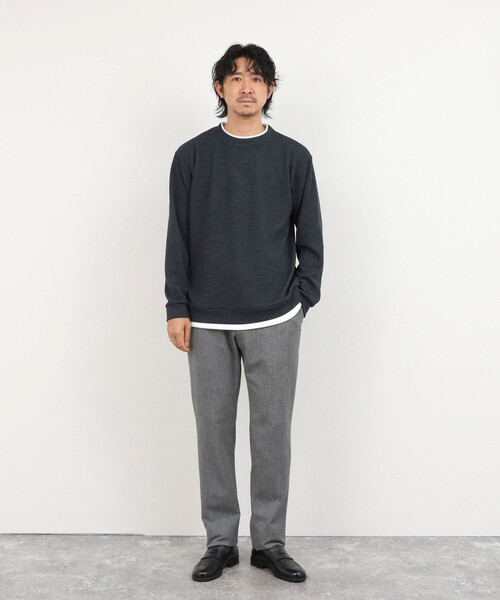 NOLLEY’S(ノーリーズ)の「メランジWフェイスダブルカラー LS Tee 26AW(Tシャツ/カットソー・メンズ・グレイッシュブルー/ネイビー/オレンジ/グレイッシュベージュ・XL/L/S/M)」の7枚目の写真