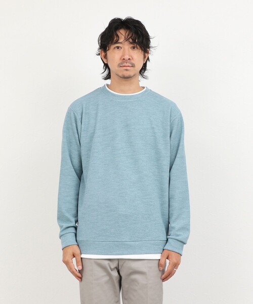 NOLLEY’S(ノーリーズ)の「メランジWフェイスダブルカラー LS Tee 26AW(Tシャツ/カットソー・メンズ・グレイッシュブルー/ネイビー/オレンジ/グレイッシュベージュ・XL/L/S/M)」の9枚目の写真