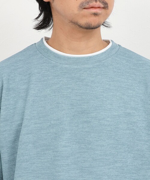 NOLLEY’S(ノーリーズ)の「メランジWフェイスダブルカラー LS Tee 26AW(Tシャツ/カットソー・メンズ・グレイッシュブルー/ネイビー/オレンジ/グレイッシュベージュ・XL/L/S/M)」の12枚目の写真