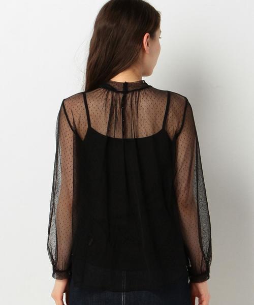 Another Edition(アナザーエディション)の「ドットハイネックブラウス2/AEMFC DOTチュール H/N BLⅡ◆(シャツ/ブラウス・レディース・オフホワイト/ブラック・FREE)」の3枚目の写真