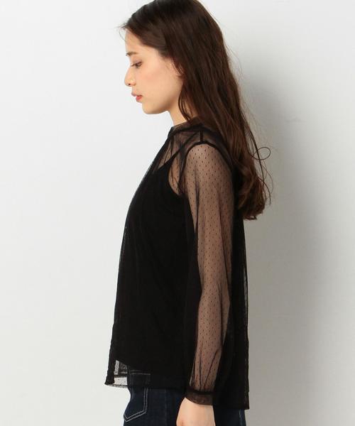 Another Edition(アナザーエディション)の「ドットハイネックブラウス2/AEMFC DOTチュール H/N BLⅡ◆(シャツ/ブラウス・レディース・オフホワイト/ブラック・FREE)」の5枚目の写真