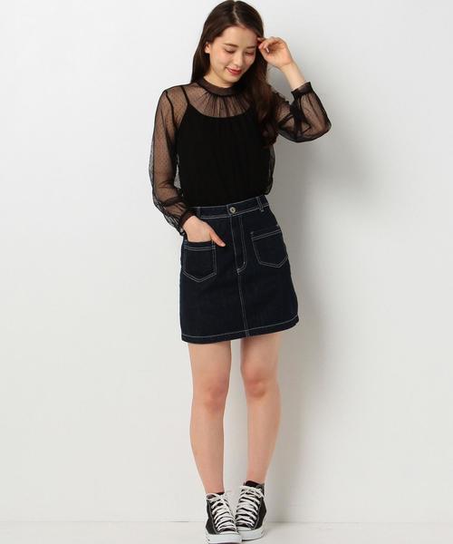 Another Edition(アナザーエディション)の「ドットハイネックブラウス2/AEMFC DOTチュール H/N BLⅡ◆(シャツ/ブラウス・レディース・オフホワイト/ブラック・FREE)」の14枚目の写真