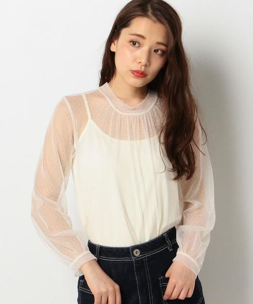 Another Edition(アナザーエディション)の「ドットハイネックブラウス2/AEMFC DOTチュール H/N BLⅡ◆(シャツ/ブラウス・レディース・オフホワイト/ブラック・FREE)」の10枚目の写真