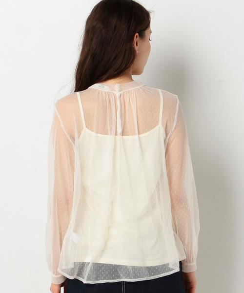 Another Edition(アナザーエディション)の「ドットハイネックブラウス2/AEMFC DOTチュール H/N BLⅡ◆(シャツ/ブラウス・レディース・オフホワイト/ブラック・FREE)」の7枚目の写真