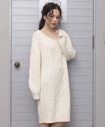 one after another NICE CLAUP | ケーブルニットワンピ(ワンピース)