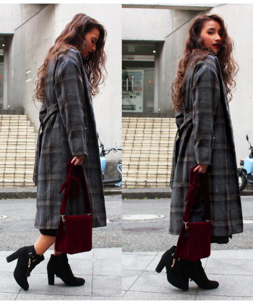 Chille anap（チルアナップ）の「ベロアリボンショルダーバッグ （ショルダーバッグ・レディース・ワインレッド/カーキ/ブラック・FREE）」の15枚目の写真