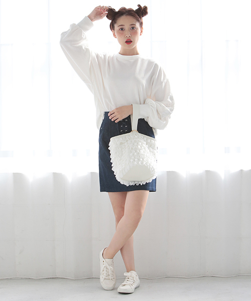 one after another NICE CLAUP（ワンアフターアナザーナイスクラップ）の「袖刺繍裏毛プルオーバー（Tシャツ/カットソー・レディース・トップグレー/アイボリー/ネイビー・FREE）」の11枚目の写真