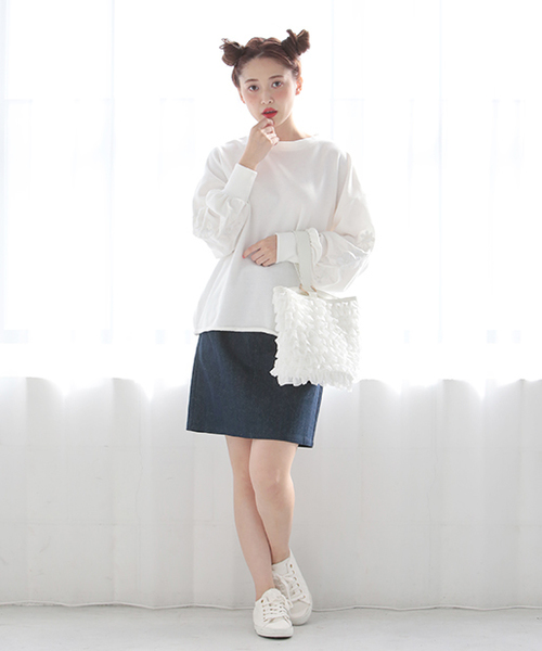 one after another NICE CLAUP（ワンアフターアナザーナイスクラップ）の「袖刺繍裏毛プルオーバー（Tシャツ/カットソー・レディース・トップグレー/アイボリー/ネイビー・FREE）」の12枚目の写真