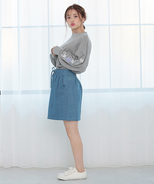 one after another NICE CLAUP（ワンアフターアナザーナイスクラップ）の「袖刺繍裏毛プルオーバー（Tシャツ/カットソー・レディース・トップグレー/アイボリー/ネイビー・FREE）」の14枚目の写真