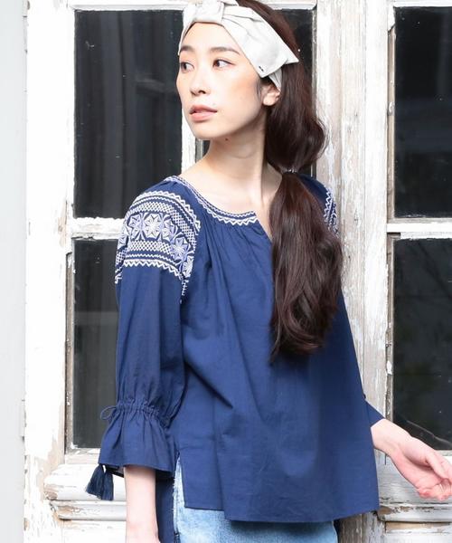 coen(コーエン)の「【『リンネル』2017/6月号掲載・Market】コットンエンブロイダリーブラウス(シャツ/ブラウス・レディース・ホワイト/ロイヤルブルー・FREE)」の1枚目の写真