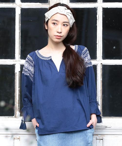 coen(コーエン)の「【『リンネル』2017/6月号掲載・Market】コットンエンブロイダリーブラウス(シャツ/ブラウス・レディース・ホワイト/ロイヤルブルー・FREE)」の6枚目の写真