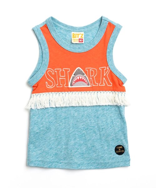BIT'Z（ビッツ）の「2柄切替えフリンジタンクトップ（タンクトップ・キッズ・グレー/ターコイズブルー・95/100/90/80/120/110）」の2枚目の写真