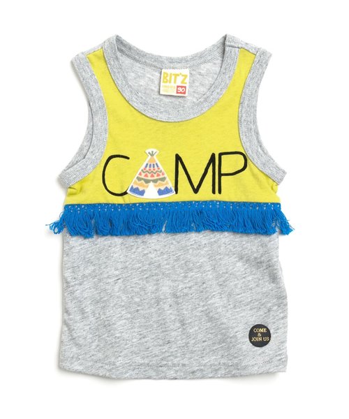 BIT'Z（ビッツ）の「2柄切替えフリンジタンクトップ（タンクトップ・キッズ・グレー/ターコイズブルー・95/100/90/80/120/110）」の4枚目の写真