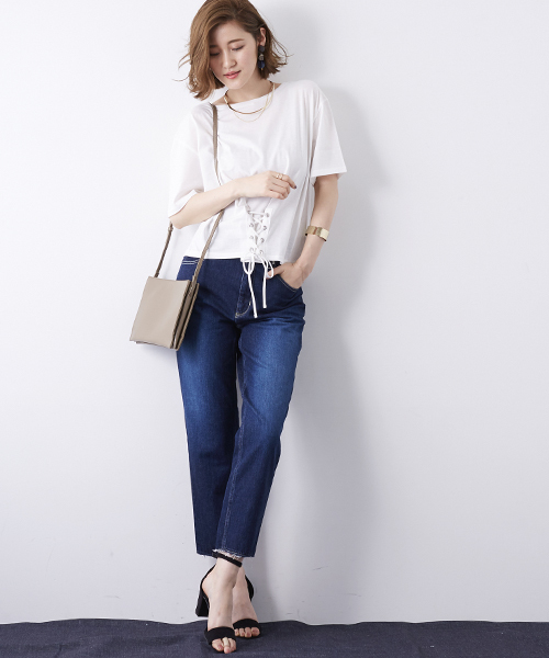 STUDIOUS(ステュディオス)の「【STUDIOUS】コルセットディティールカットソー(Tシャツ/カットソー・レディース・ダークグリーン/オフホワイト/ブラック・FREE)」の15枚目の写真