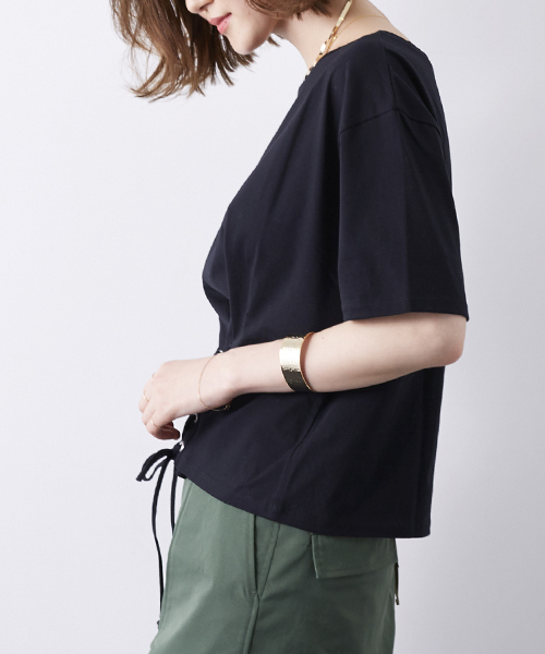 STUDIOUS(ステュディオス)の「【STUDIOUS】コルセットディティールカットソー(Tシャツ/カットソー・レディース・ダークグリーン/オフホワイト/ブラック・FREE)」の9枚目の写真