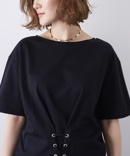 STUDIOUS(ステュディオス)の「【STUDIOUS】コルセットディティールカットソー(Tシャツ/カットソー・レディース・ダークグリーン/オフホワイト/ブラック・FREE)」の7枚目の写真