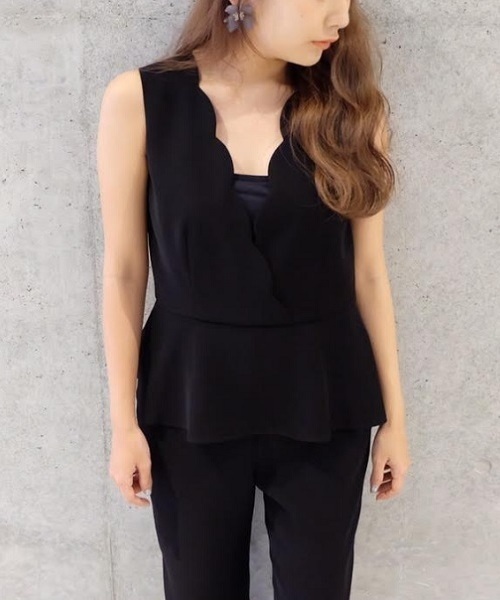 kaene（カエン）の「スカラップオールインワン（つなぎ/オールインワン・レディース・ブラック/ブルー/ピンク・38/36）」の8枚目の写真