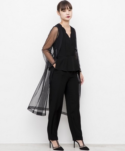 kaene（カエン）の「スカラップオールインワン（つなぎ/オールインワン・レディース・ブラック/ブルー/ピンク・38/36）」の5枚目の写真