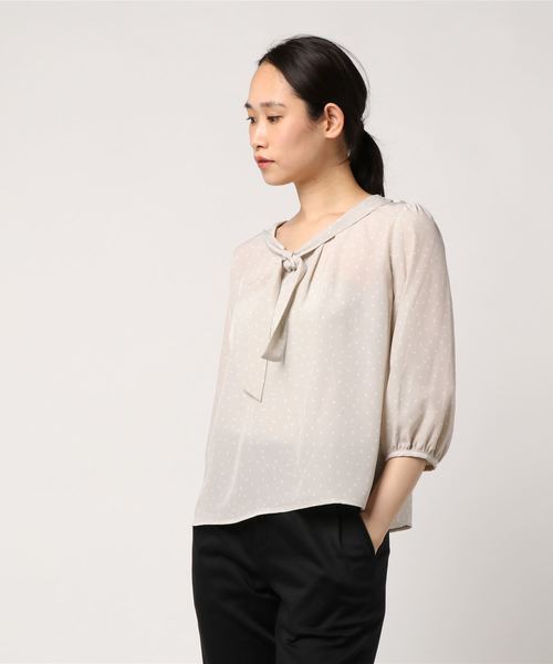 Sens de vie(サンスドゥウ゛ィ)の「Sdv デシンプリントブラウス(シャツ/ブラウス・レディース・ネイビー/グレー・MEDIUM/LARGE)」の1枚目の写真