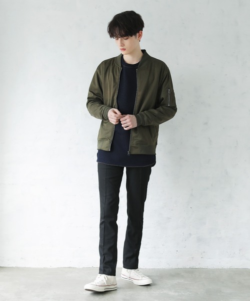 ASTRONOMY（アストロノミー）の「ハイブリッドストレッチMA-1ジャケット（MA-1・メンズ・キャメル/ネイビー/モカ/杢グレー/ブラック/ワイン/カーキ・XXL/S/M/XL/L）」の15枚目の写真