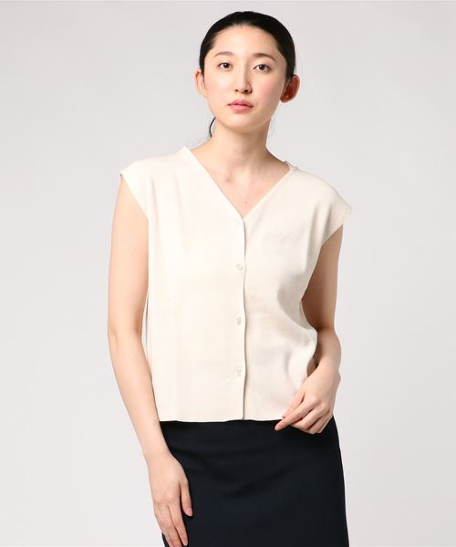 SLOBE IENA（スローブイエナ）の「総針ニュアンスフレンチカーディガン◆（カーディガン/ボレロ・レディース・ブラック/パープル/グリーン/アイボリー・FREE）」の9枚目の写真