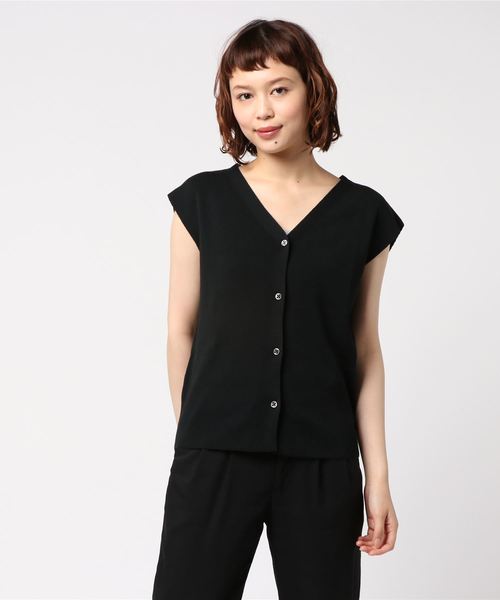 SLOBE IENA（スローブイエナ）の「総針ニュアンスフレンチカーディガン◆（カーディガン/ボレロ・レディース・ブラック/パープル/グリーン/アイボリー・FREE）」の10枚目の写真