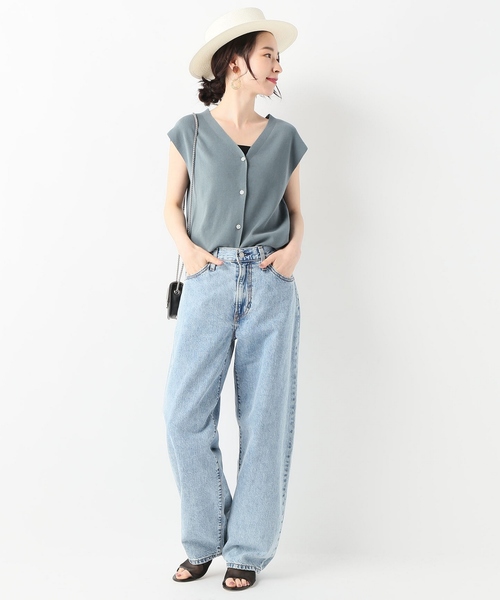 SLOBE IENA（スローブイエナ）の「総針ニュアンスフレンチカーディガン◆（カーディガン/ボレロ・レディース・ブラック/パープル/グリーン/アイボリー・FREE）」の5枚目の写真