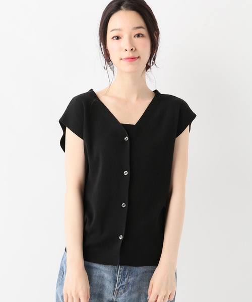 SLOBE IENA（スローブイエナ）の「総針ニュアンスフレンチカーディガン◆（カーディガン/ボレロ・レディース・ブラック/パープル/グリーン/アイボリー・FREE）」の13枚目の写真