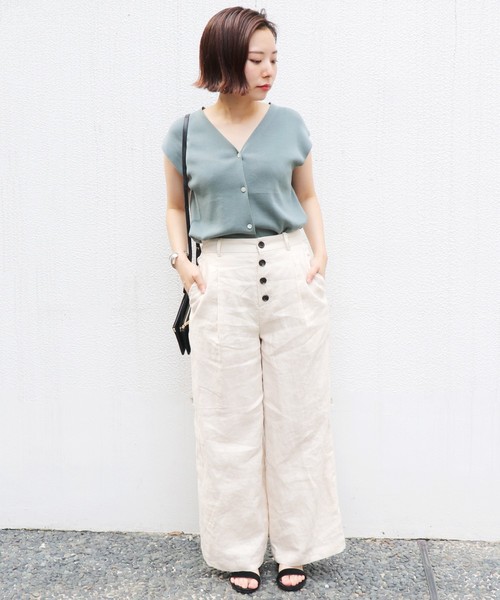 SLOBE IENA（スローブイエナ）の「総針ニュアンスフレンチカーディガン◆（カーディガン/ボレロ・レディース・ブラック/パープル/グリーン/アイボリー・FREE）」の22枚目の写真