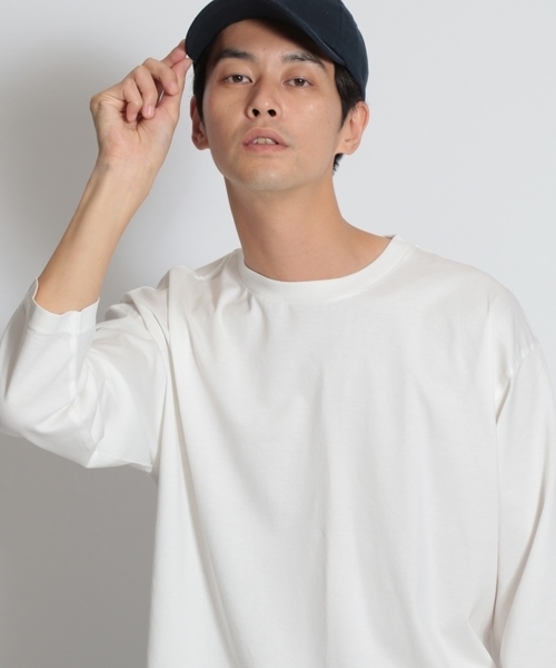 niko and...（ニコアンド）の「ピグメントシルクプルオーバー（Tシャツ/カットソー・メンズ・ベージュ/パープル/オフホワイト/グリーン・MEDIUM/LARGE）」の2枚目の写真