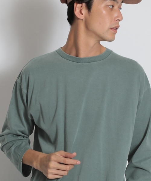 niko and...（ニコアンド）の「ピグメントシルクプルオーバー（Tシャツ/カットソー・メンズ・ベージュ/パープル/オフホワイト/グリーン・MEDIUM/LARGE）」の3枚目の写真