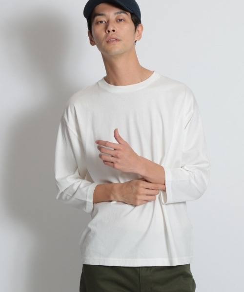 niko and...（ニコアンド）の「ピグメントシルクプルオーバー（Tシャツ/カットソー・メンズ・ベージュ/パープル/オフホワイト/グリーン・MEDIUM/LARGE）」の5枚目の写真