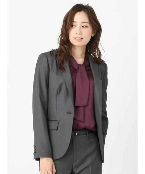 極美品　スーツカンパニー　she セットアップ　スーツ　グレー　ストライプ THE SUIT COMPANY（ザ・スーツカンパニー）の「SUPER110'sウール