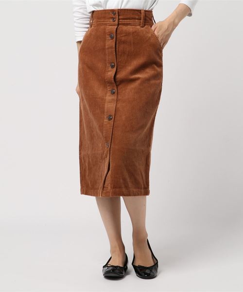 WEGO（ウィゴー）の「WEGO/コーデュロイ前ボタンナロースカート（スカート・レディース・ブラック/ブラウン/アイボリー/ライトグレー・FREE）」の10枚目の写真