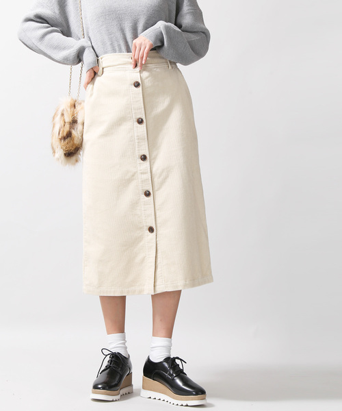 WEGO（ウィゴー）の「WEGO/コーデュロイ前ボタンナロースカート（スカート・レディース・ブラック/ブラウン/アイボリー/ライトグレー・FREE）」の15枚目の写真