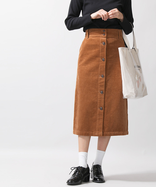 WEGO（ウィゴー）の「WEGO/コーデュロイ前ボタンナロースカート（スカート・レディース・ブラック/ブラウン/アイボリー/ライトグレー・FREE）」の14枚目の写真