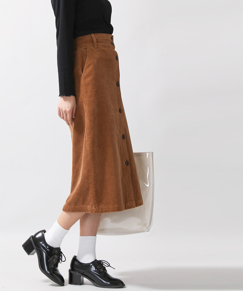 WEGO（ウィゴー）の「WEGO/コーデュロイ前ボタンナロースカート（スカート・レディース・ブラック/ブラウン/アイボリー/ライトグレー・FREE）」の13枚目の写真