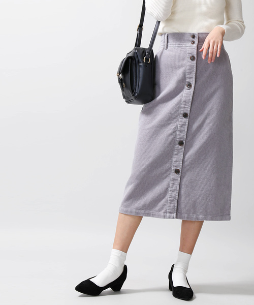 WEGO（ウィゴー）の「WEGO/コーデュロイ前ボタンナロースカート（スカート・レディース・ブラック/ブラウン/アイボリー/ライトグレー・FREE）」の7枚目の写真