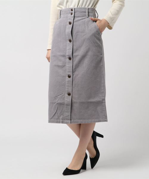 WEGO（ウィゴー）の「WEGO/コーデュロイ前ボタンナロースカート（スカート・レディース・ブラック/ブラウン/アイボリー/ライトグレー・FREE）」の5枚目の写真