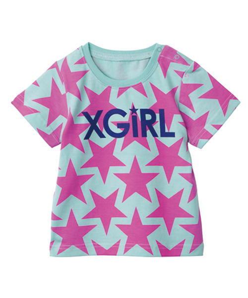 X-girl Stages（エックスガールステージス）の「S/S TEE “MULTI PATTERN” (4T～7T)（Tシャツ/カットソー・キッズ・ブラック/グリーン/イエロー・4T/5T/6T/7T）」の2枚目の写真