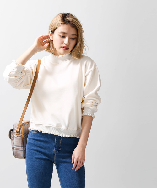 WEGO(ウィゴー)の「WEGO/フリルリブスウェット(スウェット・レディース・ベージュ/オフホワイト/サックスブルー/オレンジ・FREE)」の9枚目の写真