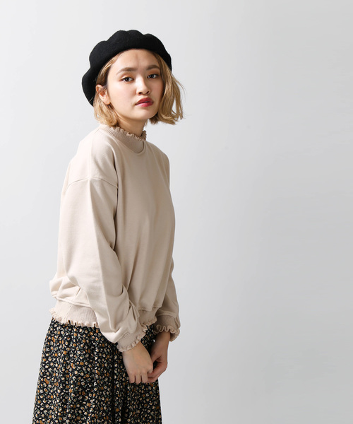 WEGO(ウィゴー)の「WEGO/フリルリブスウェット(スウェット・レディース・ベージュ/オフホワイト/サックスブルー/オレンジ・FREE)」の10枚目の写真