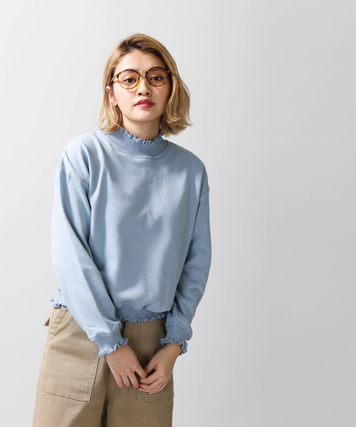 WEGO(ウィゴー)の「WEGO/フリルリブスウェット(スウェット・レディース・ベージュ/オフホワイト/サックスブルー/オレンジ・FREE)」の12枚目の写真