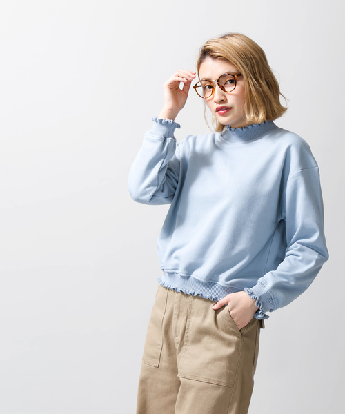 WEGO(ウィゴー)の「WEGO/フリルリブスウェット(スウェット・レディース・ベージュ/オフホワイト/サックスブルー/オレンジ・FREE)」の13枚目の写真