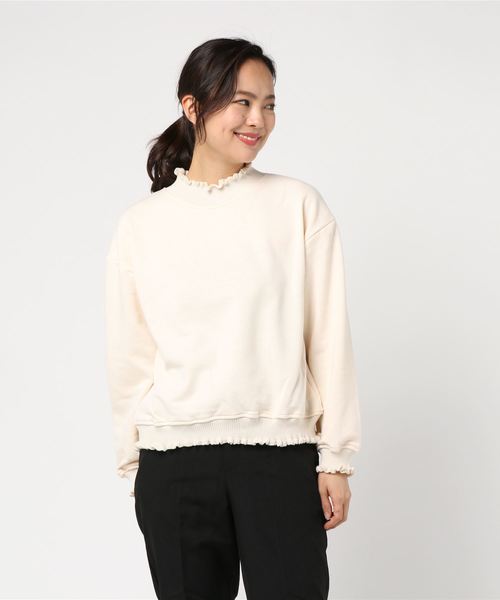 WEGO(ウィゴー)の「WEGO/フリルリブスウェット(スウェット・レディース・ベージュ/オフホワイト/サックスブルー/オレンジ・FREE)」の16枚目の写真