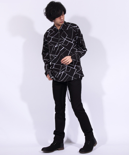 8(eight)(エイト)の「ハーフZIPシャツ 総柄 長袖(シャツ/ブラウス・メンズ・ブラック/ネイビー/ホワイト系その他/ホワイト系その他2・MEDIUM/LARGE)」の8枚目の写真