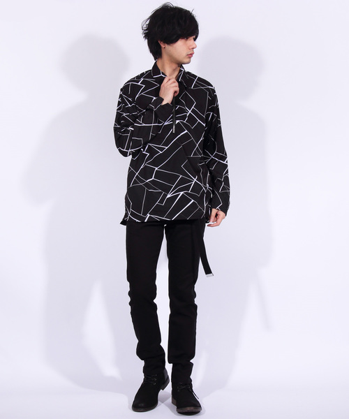 8(eight)(エイト)の「ハーフZIPシャツ 総柄 長袖(シャツ/ブラウス・メンズ・ブラック/ネイビー/ホワイト系その他/ホワイト系その他2・MEDIUM/LARGE)」の5枚目の写真